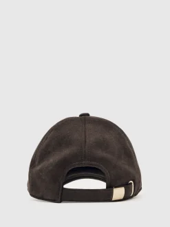 Reiss Chocolate Nicky Faux Suede Baseball-Style Cap