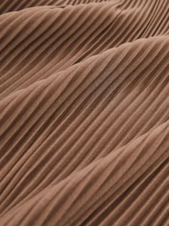 Reiss Chocolate Pippa Pleated Jersey Midi Skirt