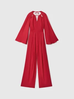 Reiss Coral Tania Cut-Out Flared Sleeve Jumpsuit