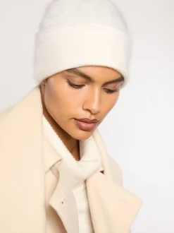 Reiss Cream Alba 100% Cashmere Beanie