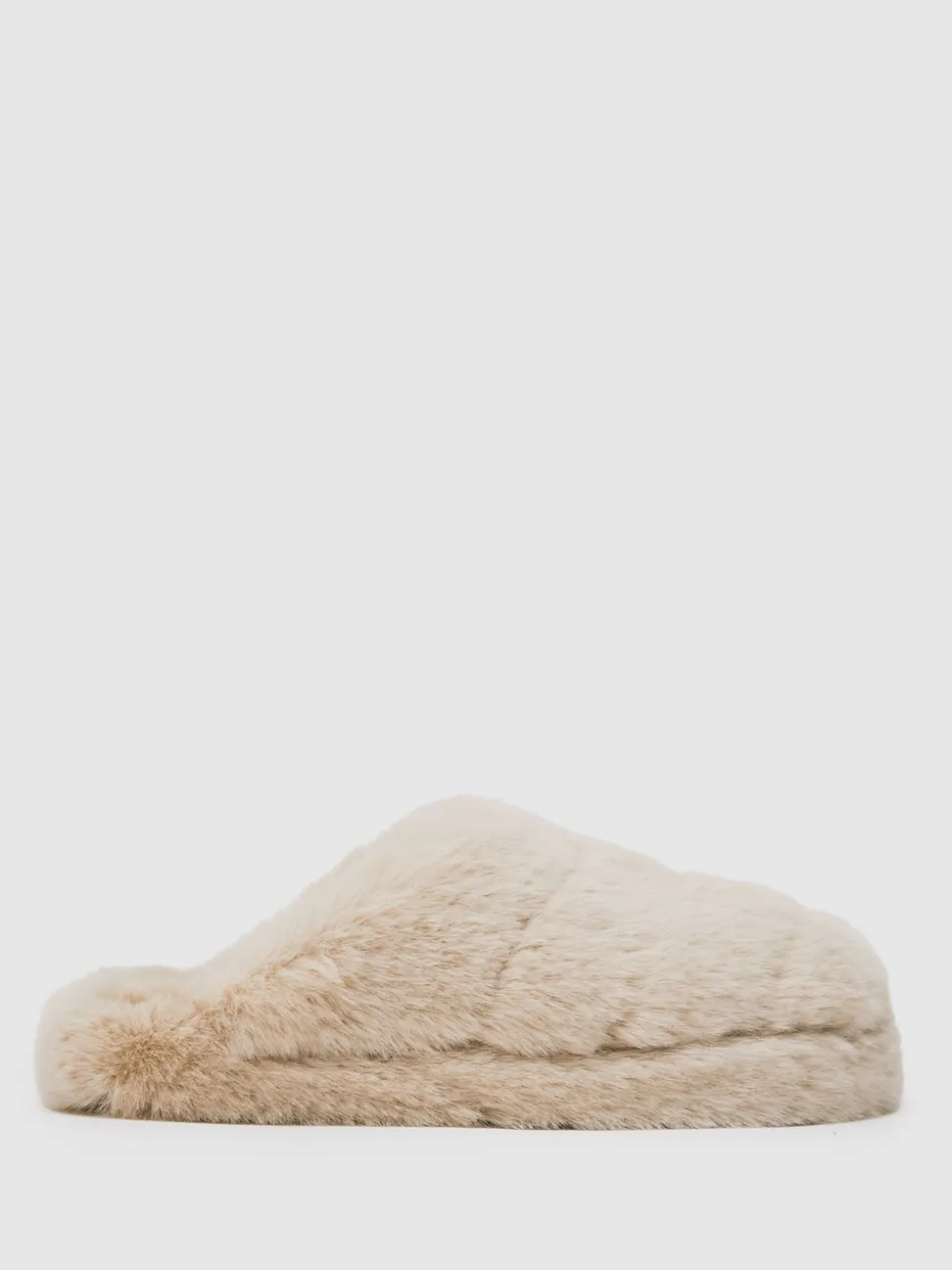 Reiss Cream Andrea Faux Fur Slippers