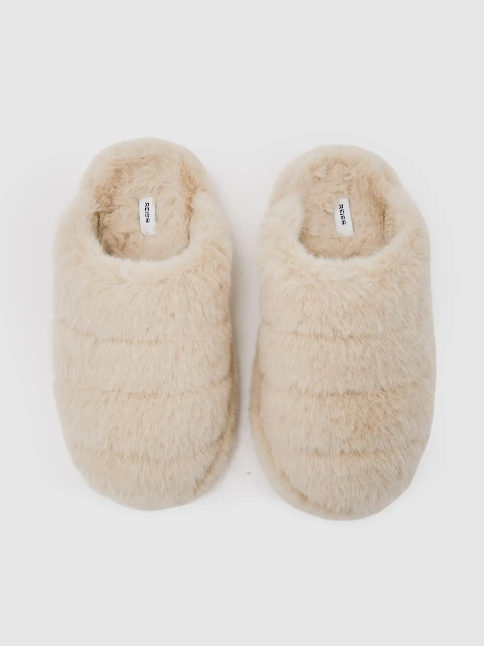 Reiss Cream Andrea Faux Fur Slippers