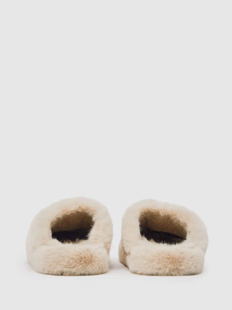 Reiss Cream Andrea Faux Fur Slippers