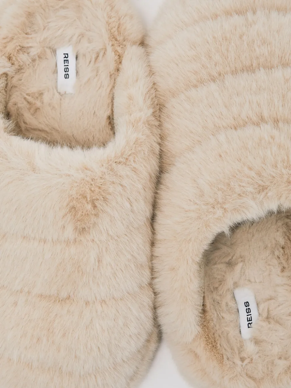 Reiss Cream Andrea Faux Fur Slippers