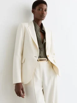 Reiss Cream Malin Petite Single-Breasted Tailored Blazer