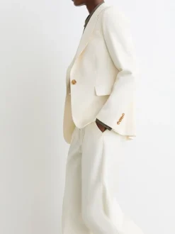 Reiss Cream Malin Petite Single-Breasted Tailored Blazer