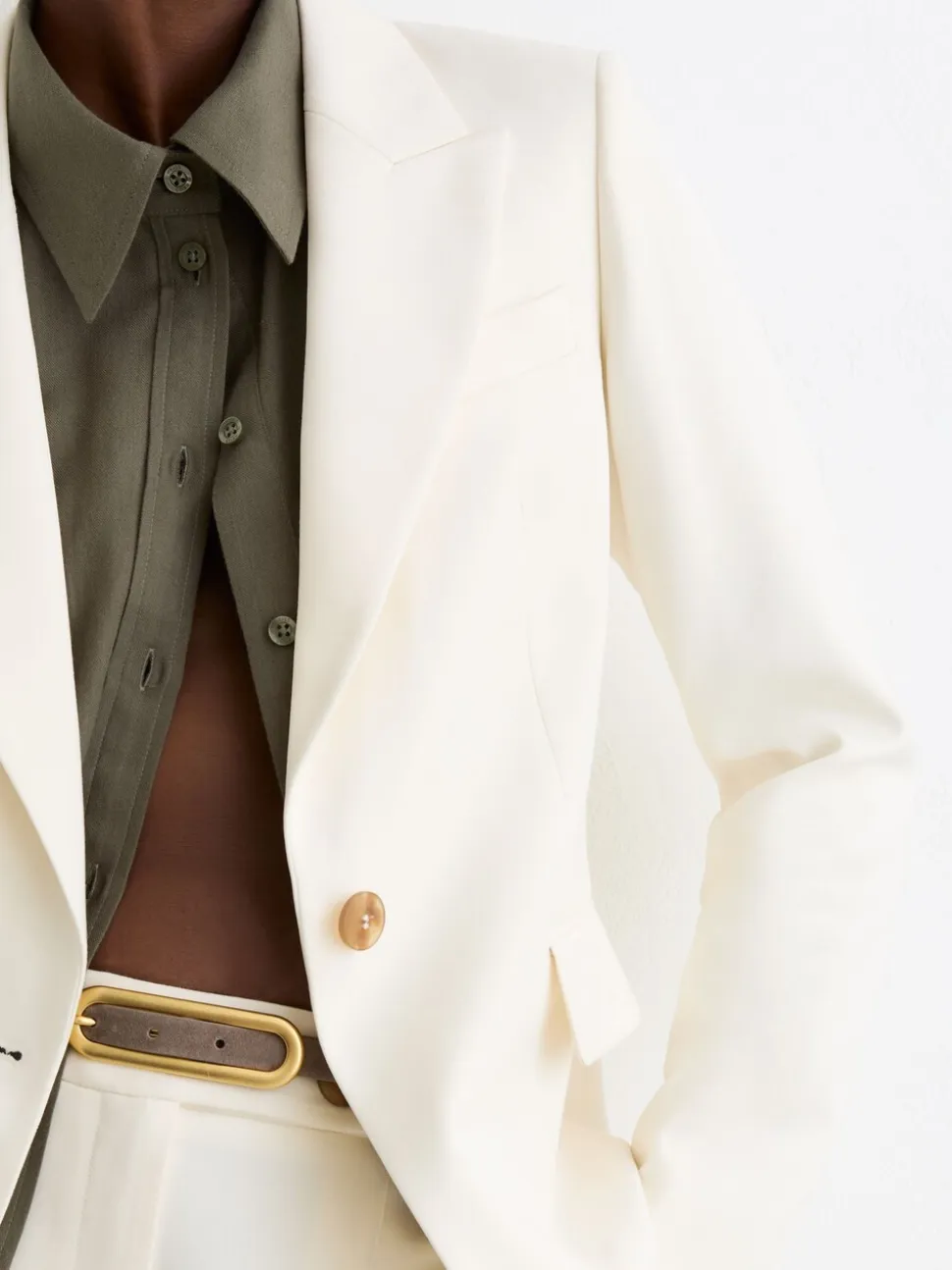 Reiss Cream Malin Petite Single-Breasted Tailored Blazer
