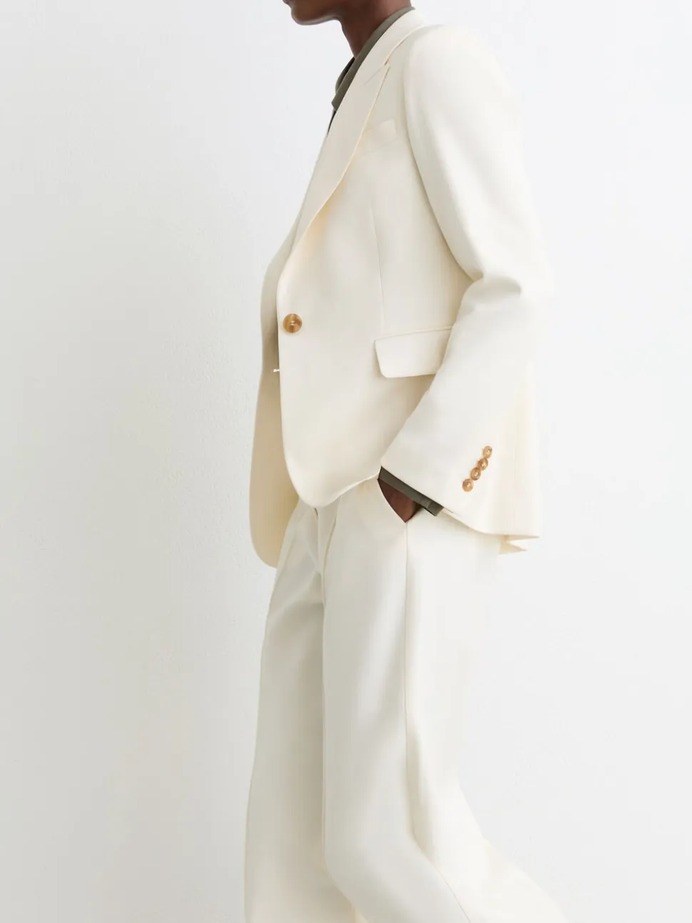 Reiss Cream Malin Single-Breasted Tailored Blazer