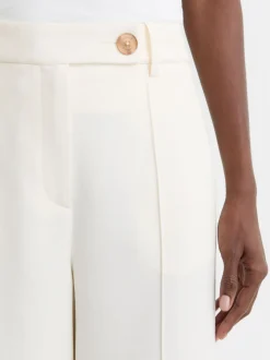 Reiss Cream Malin Wide-Leg Seam-Detail Trousers