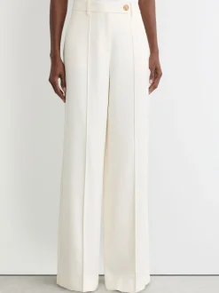 Reiss Cream Malin Wide-Leg Seam-Detail Trousers