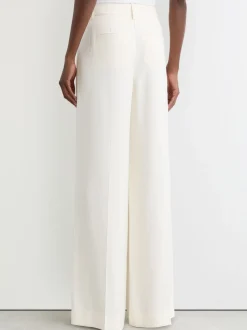 Reiss Cream Malin Wide-Leg Seam-Detail Trousers
