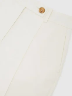 Reiss Cream Malin Wide-Leg Seam-Detail Trousers