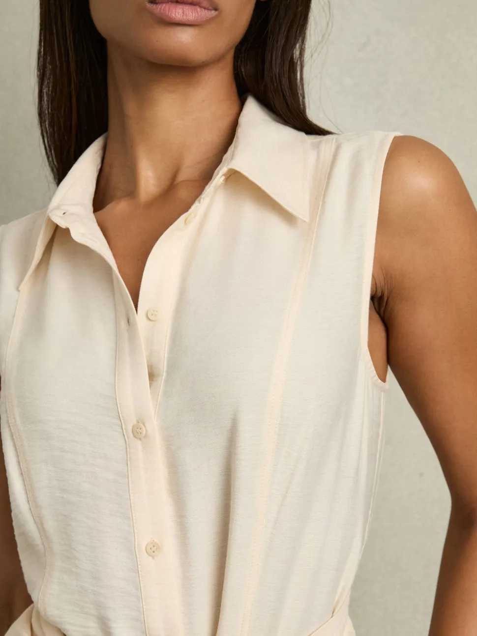 Reiss Cream Millie Belted Beach Cover-Up Playsuit