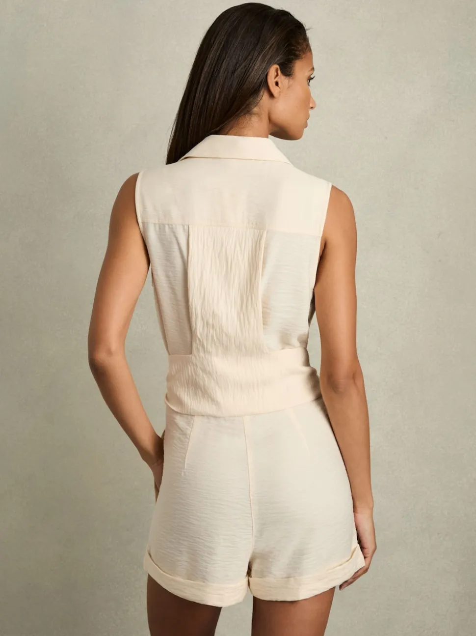Reiss Cream Millie Belted Beach Cover-Up Playsuit