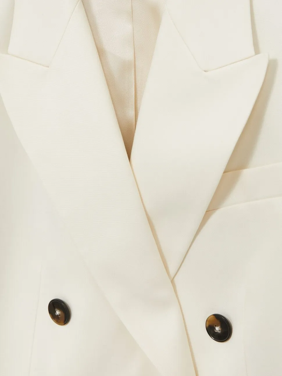 Reiss Cream Millie Double-Breasted Cropped Blazer