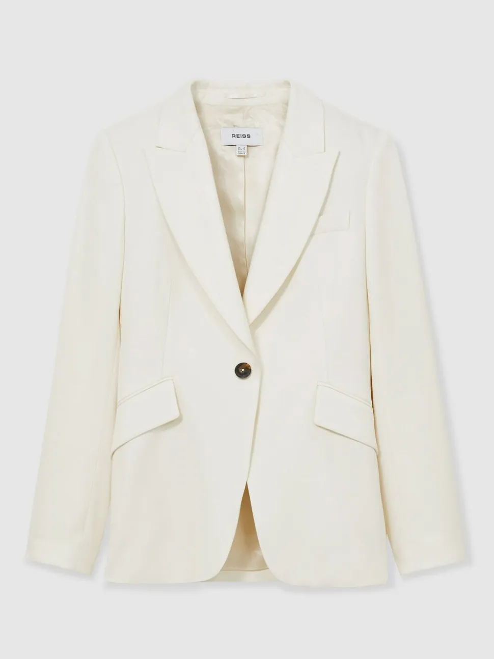 Reiss Cream Millie Petite Single-Breasted Peak-Lapel Tailored Blazer