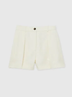 Reiss Cream Millie Single-Pleat Tailored Shorts