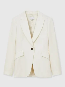 Reiss Cream Millie Single-Breasted Peak-Lapel Tailored Blazer
