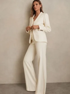 Reiss Cream Millie Single-Breasted Peak-Lapel Tailored Blazer