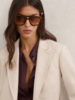 Reiss Cream Soren Petite Wool-Blend Single-Breasted Blazer