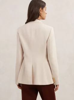 Reiss Cream Soren Petite Wool-Blend Single-Breasted Blazer