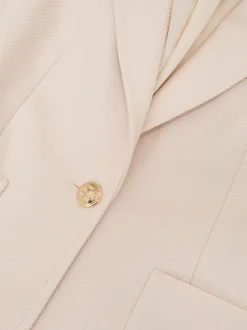 Reiss Cream Soren Petite Wool-Blend Single-Breasted Blazer
