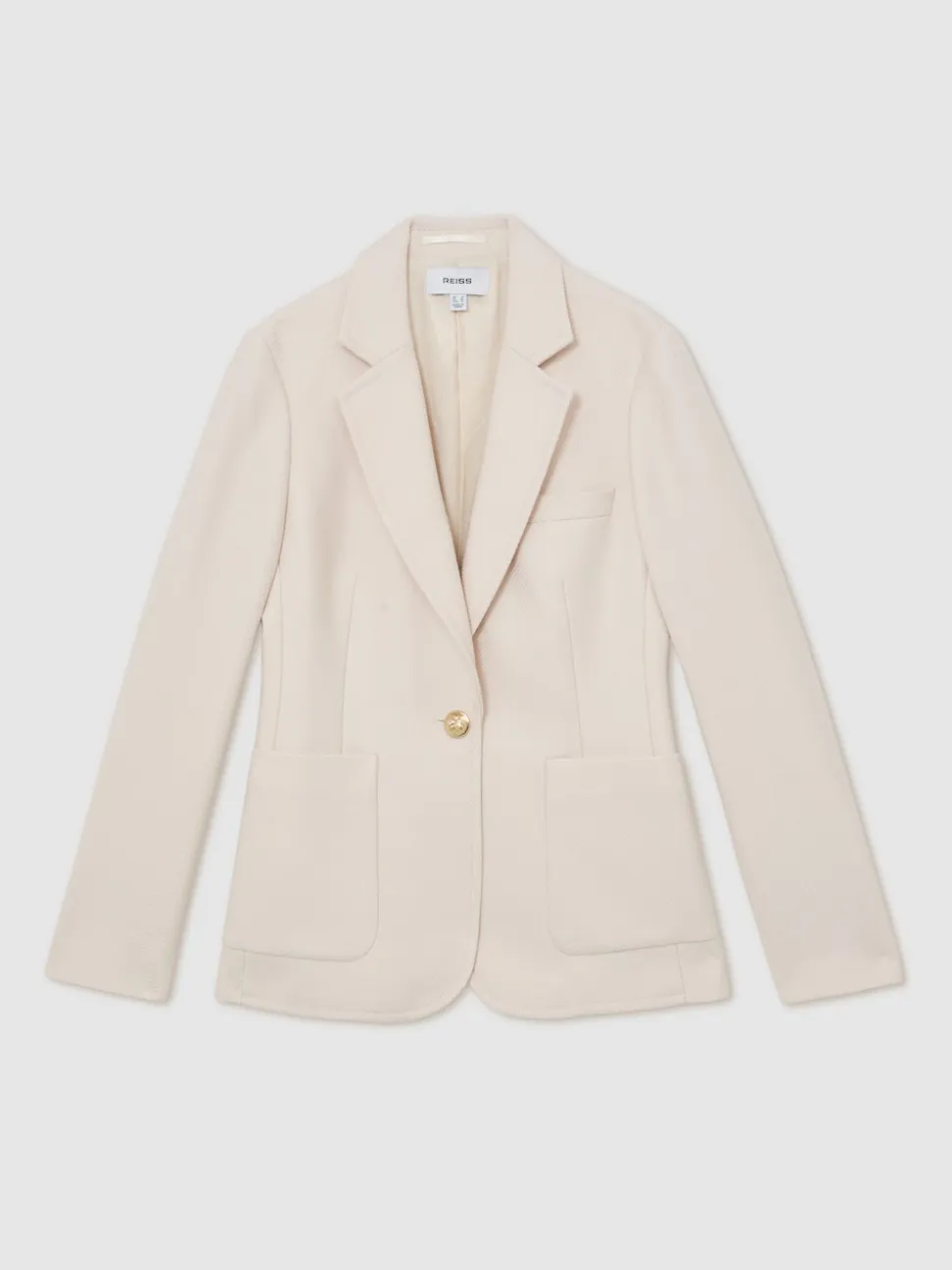 Reiss Cream Soren Wool-Blend Single-Breasted Blazer