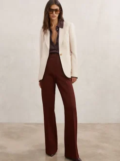 Reiss Cream Soren Wool-Blend Single-Breasted Blazer