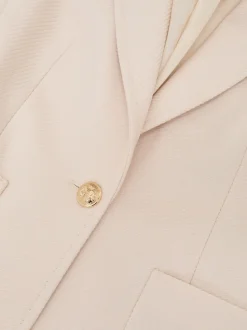 Reiss Cream Soren Wool-Blend Single-Breasted Blazer