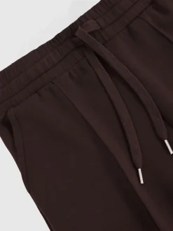 Reiss Dark Chocolate Brown Jemma Premium Interlock Wide-Leg Joggers