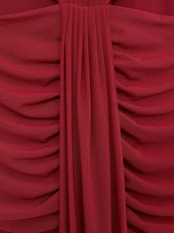 Reiss Dark Red Daniella Ruched Sleeveless Maxi Dress