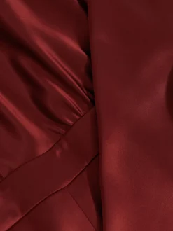 Reiss Dark Red Farah Petite Satin Cape-Sash Jumpsuit