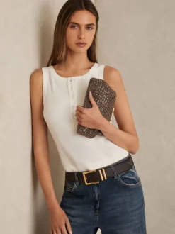Reiss Gold Adaline Embellished Clutch Bag
