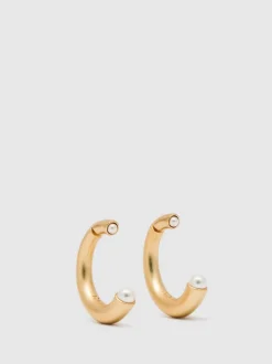 Reiss Gold Anais Tone Pearl Earrings