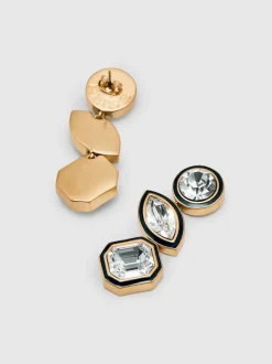 Reiss Gold Crista Crystal Drop Earrings