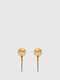 Reiss Gold Demi Double Stud Earrings
