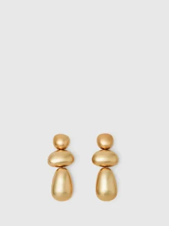 Reiss Gold Dinah Tone Dome Drop Earrings