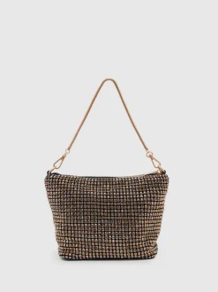 Reiss Gold Leah Crystal Bracelet Pouch Bag