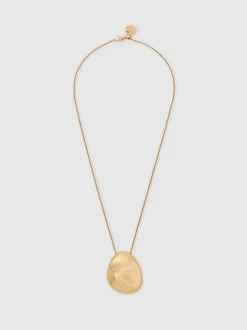 Reiss Gold Perdita Tone Textured Pebble Pendant Necklace