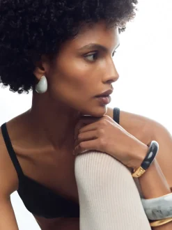 Reiss Gold Salma Tone Scoop Enamel Hinged Bangle