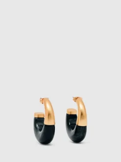 Reiss Gold Samira Tone Scoop Enamel Hoop Earrings