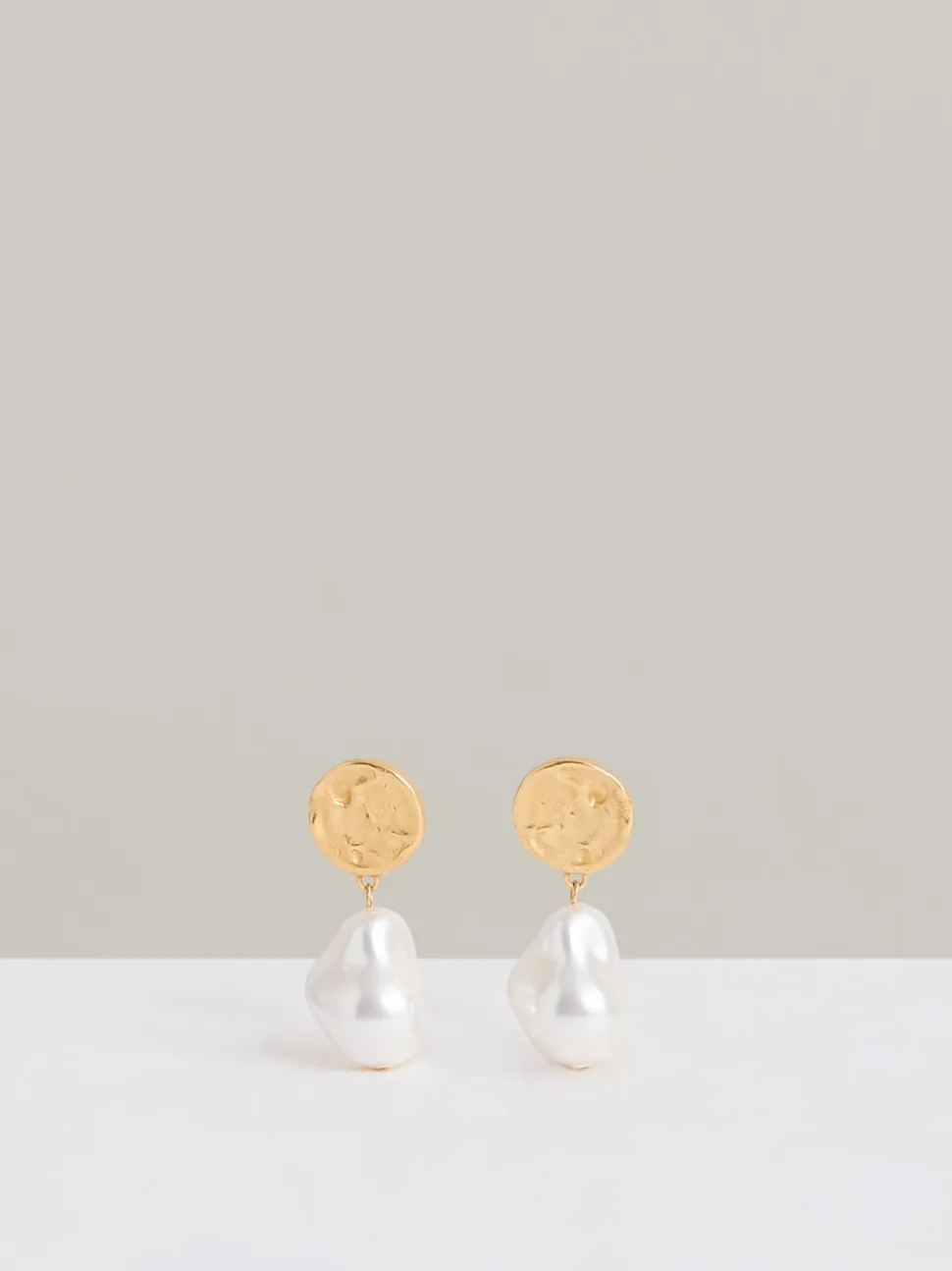 Reiss Gold Tone Maya Molten Faux-Pearl Drop Earrings