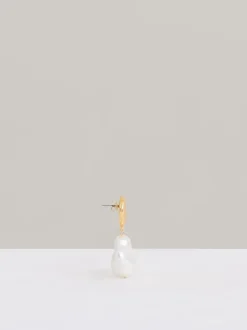 Reiss Gold Tone Maya Molten Faux-Pearl Drop Earrings