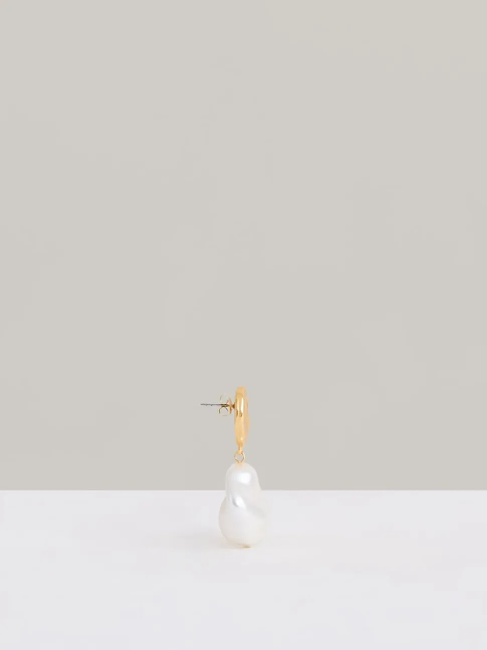 Reiss Gold Tone Maya Molten Faux-Pearl Drop Earrings