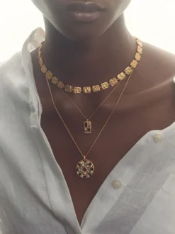 Reiss Gold Tone Mila Molten Square Necklace