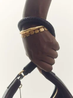 Reiss Gold Tone Millie Molten Square Bracelet