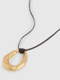 Reiss Gold Tone Momo Molten Link Pendant Necklace