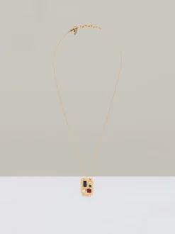 Reiss Gold Tone Skylar Crystal Rectangle Pendant Necklace