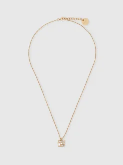 Reiss Gold Zoe Tone Square Pendant Necklace