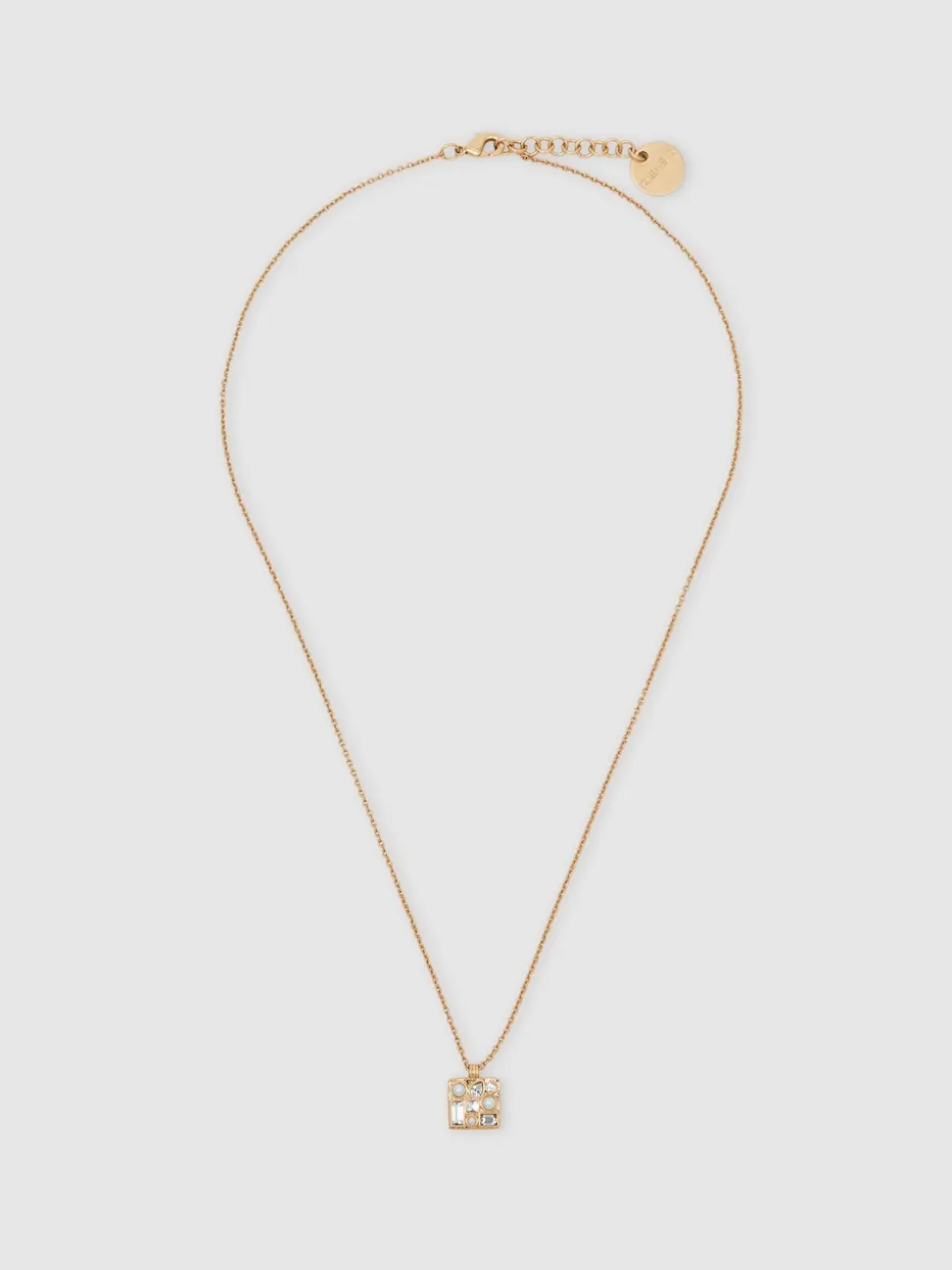 Reiss Gold Zoe Tone Square Pendant Necklace